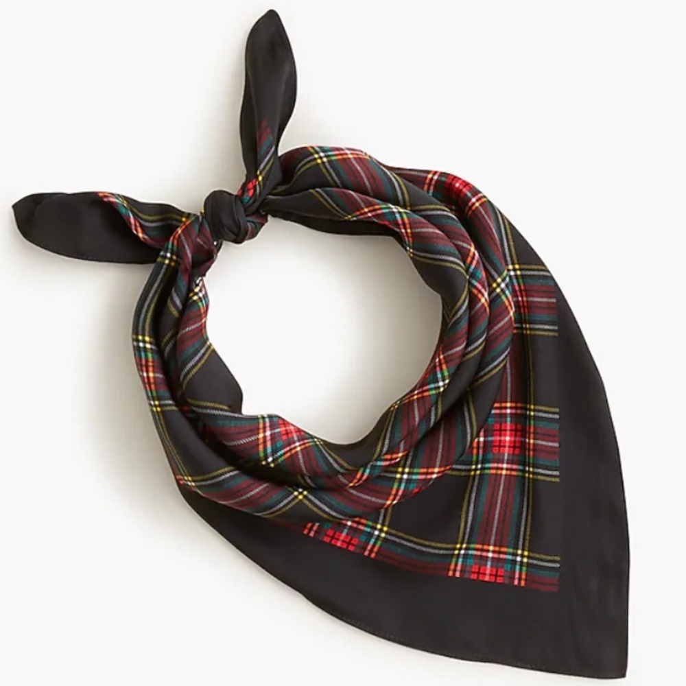 J. Crew Silky Plaid Print Scarf tartan plaid print  24” square